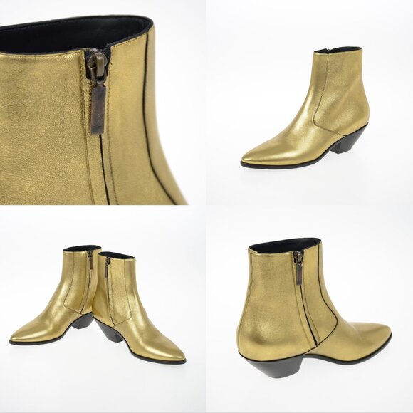 SAINT LAURENT West 45 Metallic Western Ankle Boot - Picture 4 of 16